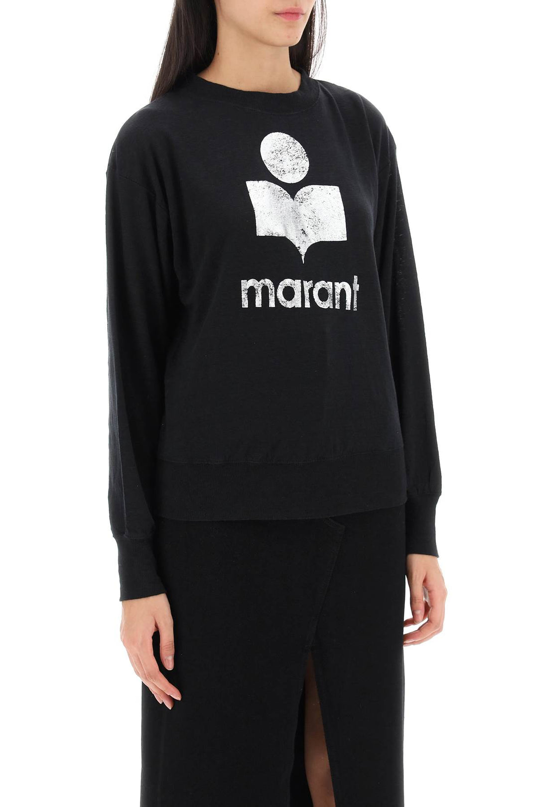 Isabel marant etoile klowia t-shirt with metallic logo print-1