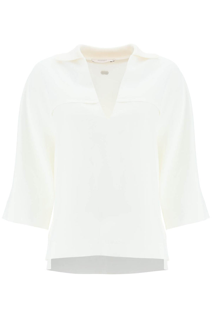 Agnona linen viscose polo blouse-0