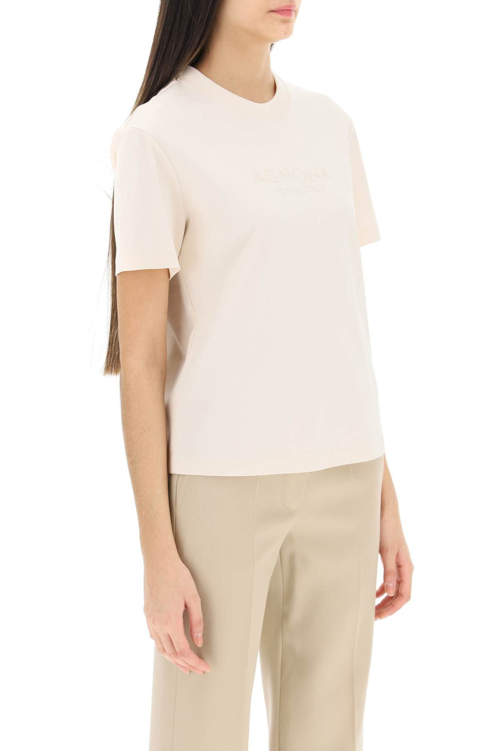 Agnona t-shirt with embroidered logo-1