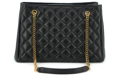 Versace Black Quilted Nappa Leather Medusa Tote Handbag