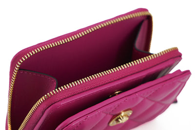 Versace Purple Nappa Leather Bifold Zip Around Wallet