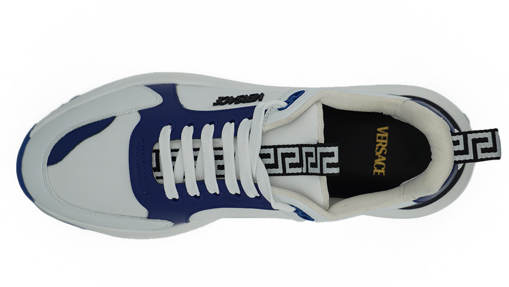 Versace Blue and White Calf Leather Sneakers