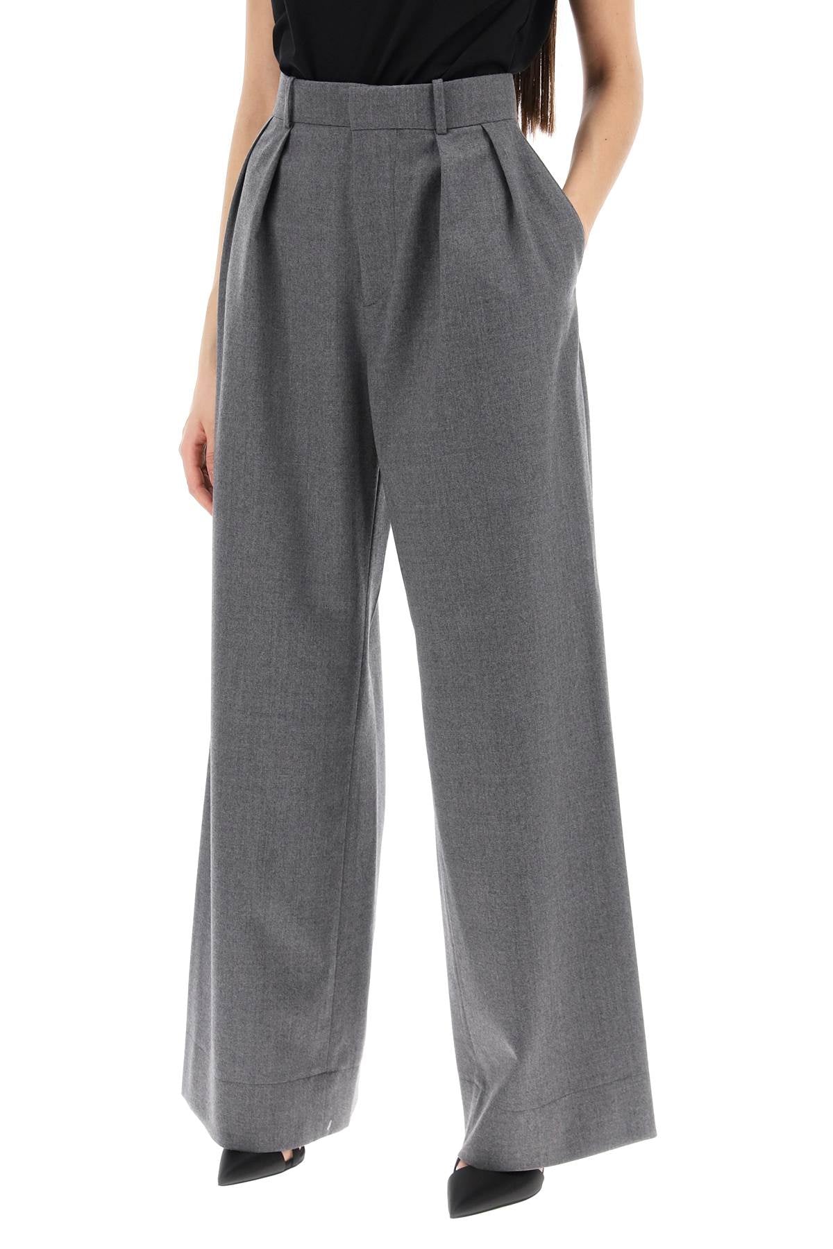 Wardrobe.nyc wide leg flannel trousers for men or-3