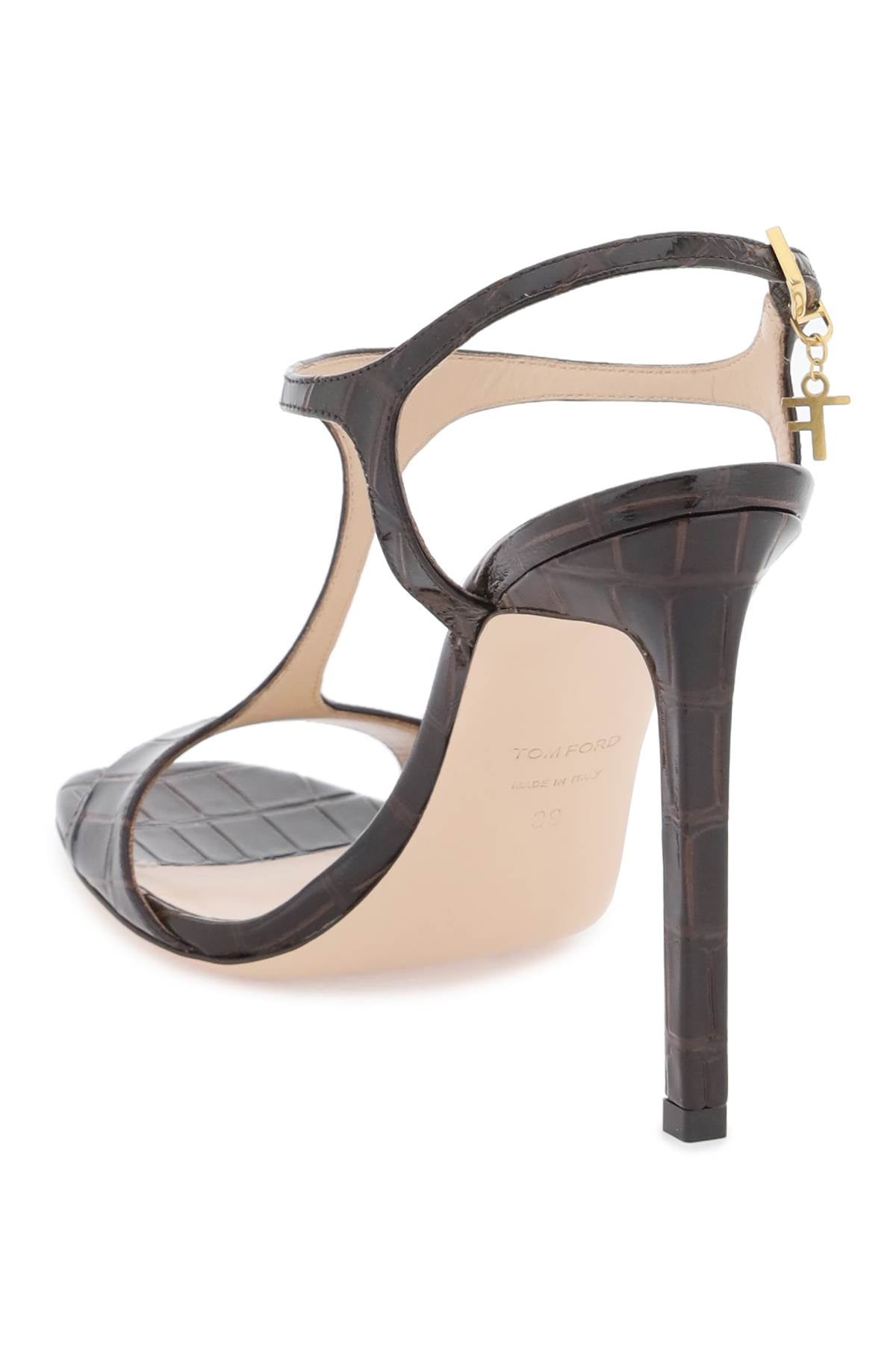 Tom ford angelina sandals in croco-embossed glossy leather-2