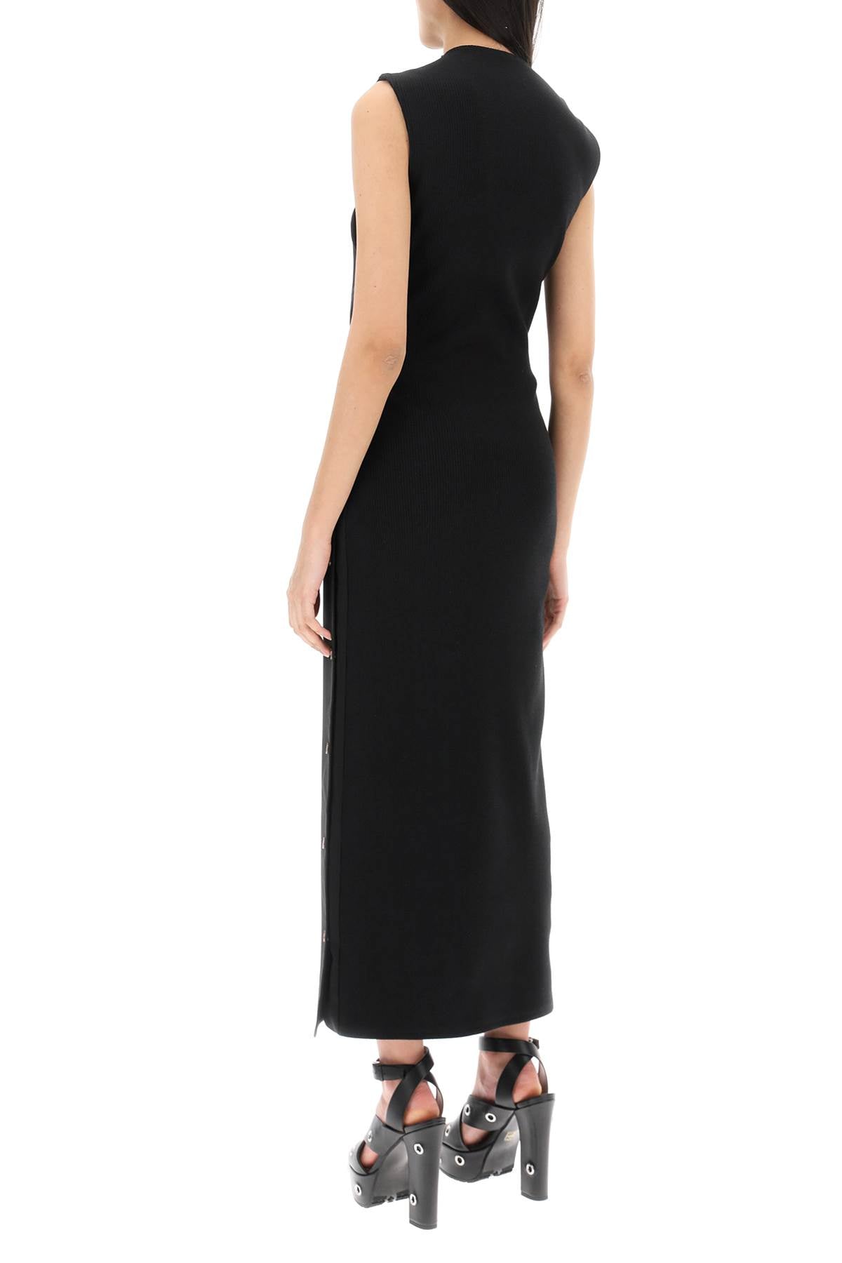 Y project dual material maxi dress with snap panels-2