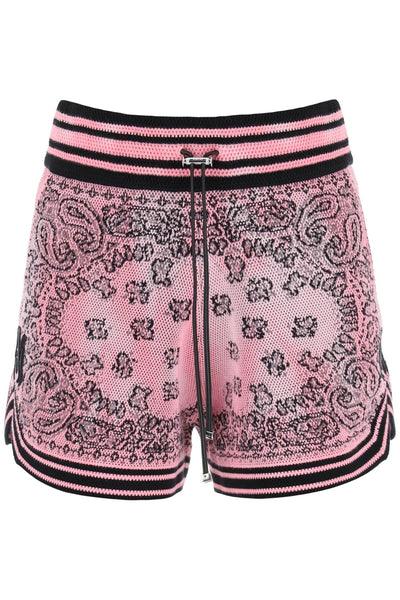 Amiri knitted shorts with bandana motif-0