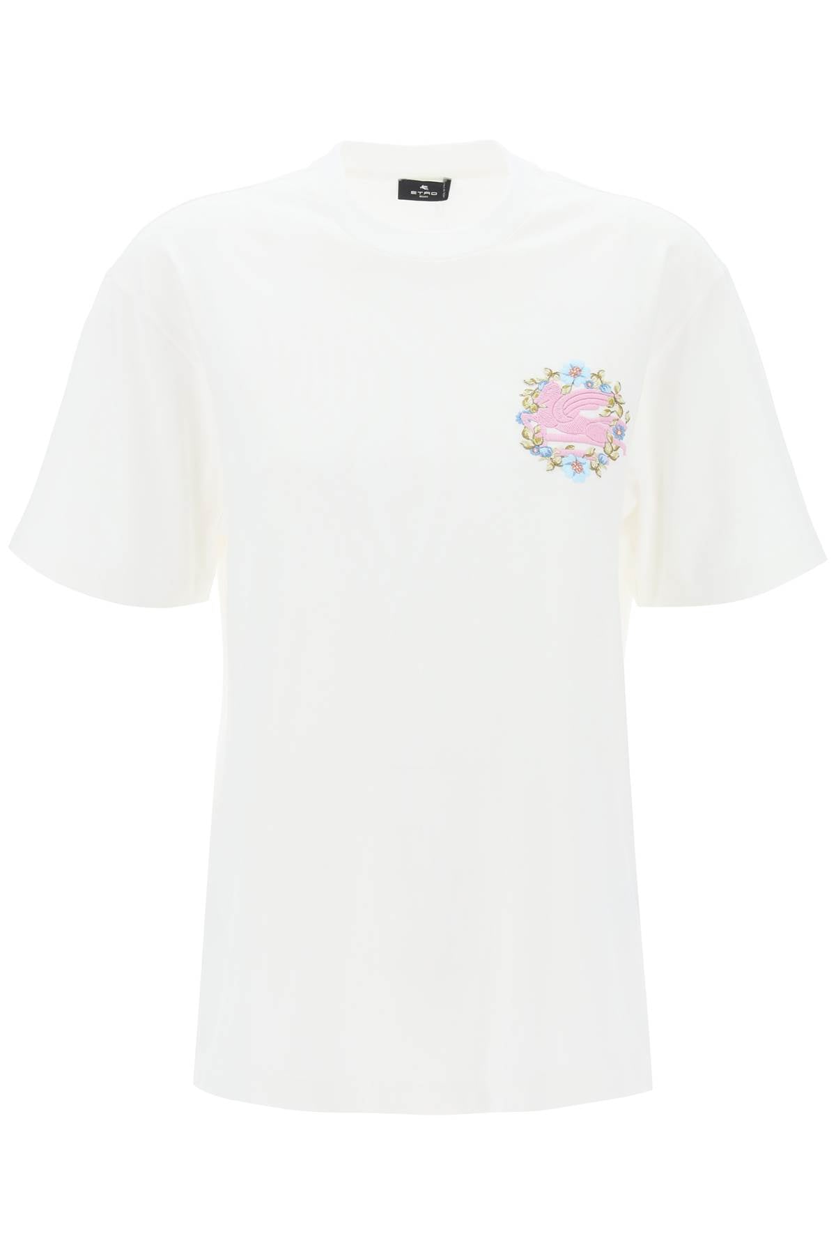 Etro t-shirt con ricamo pegaso floreale-0