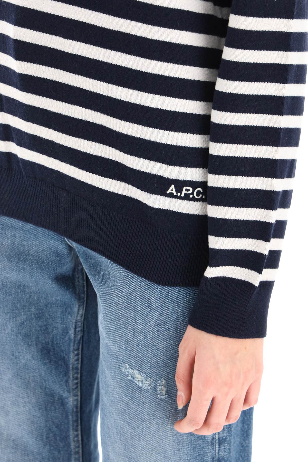 A.p.c. 'phoebe' striped cashmere and cotton sweater-3