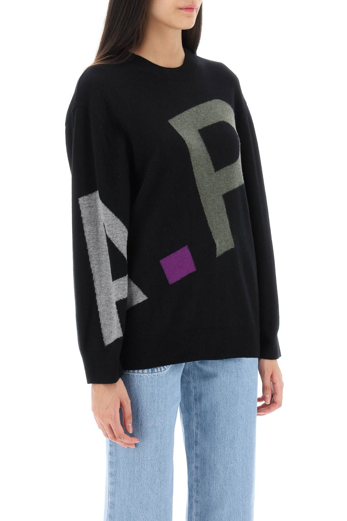 A.p.c. sweater in virgin wool with logo pattern-1