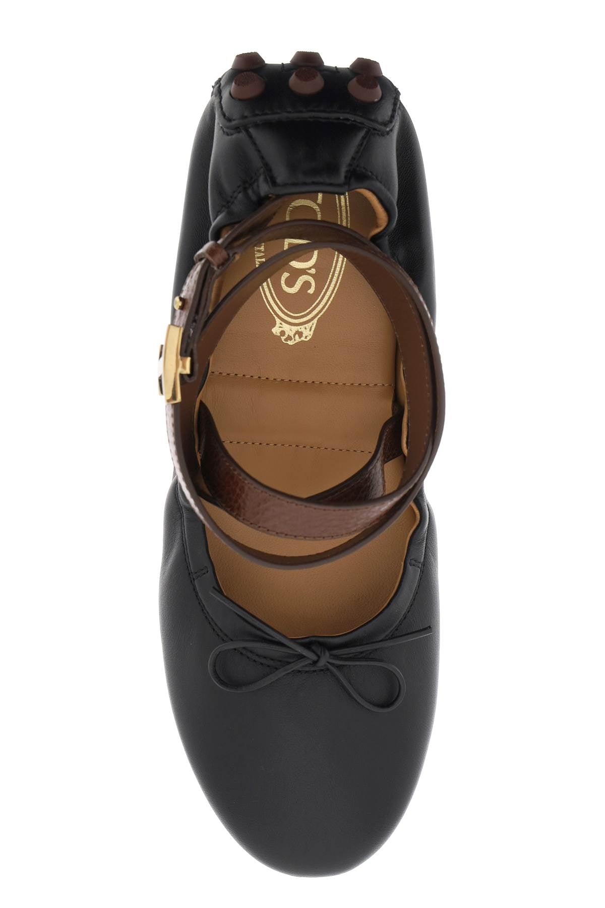 Tod's bubble leather ballet flats shoes with strap-1