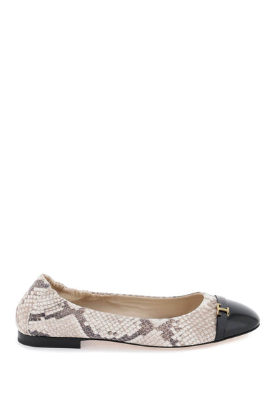 Tod's snake-printed leather ballet flats-0
