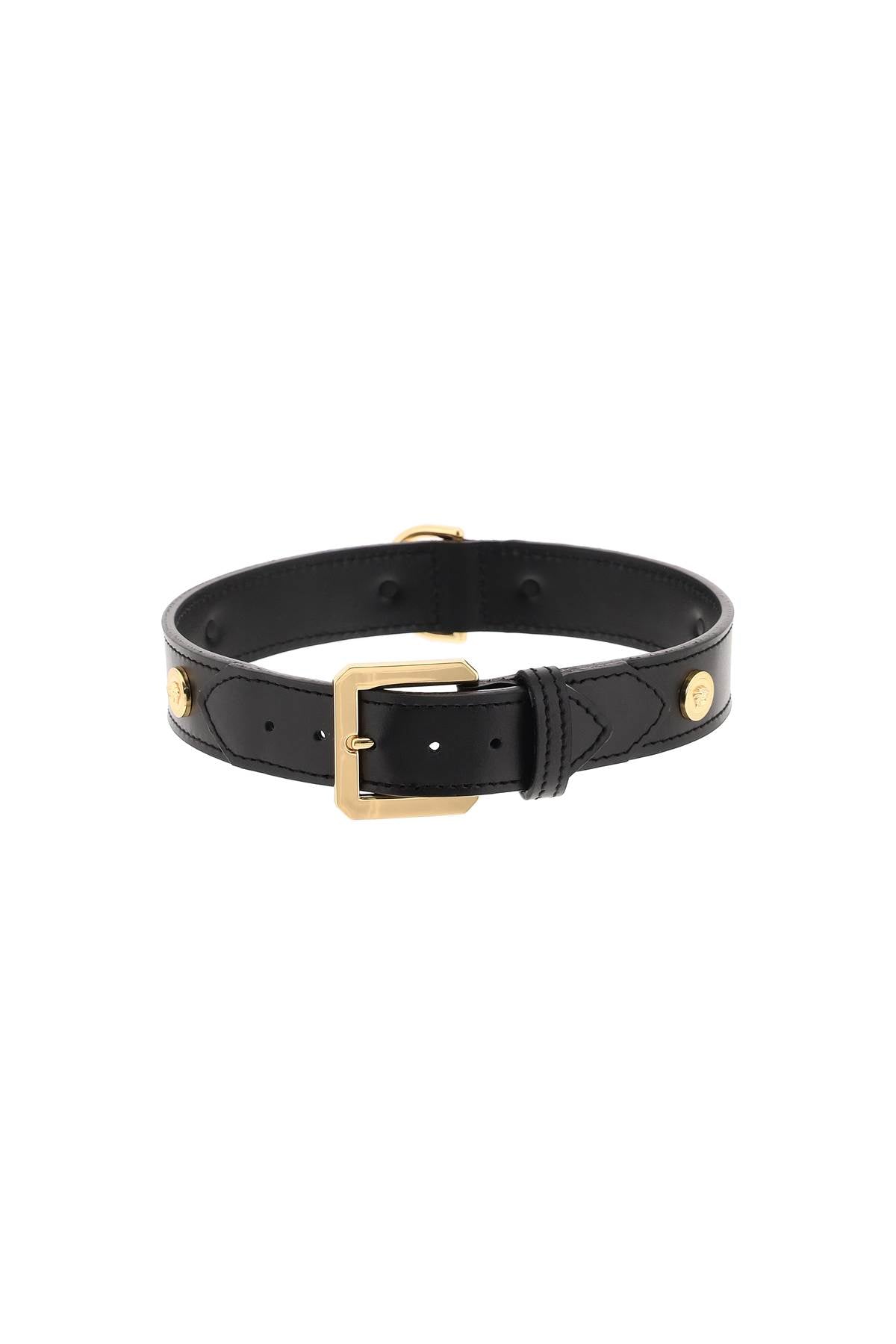 Versace leather collar with medusa studs - large-0