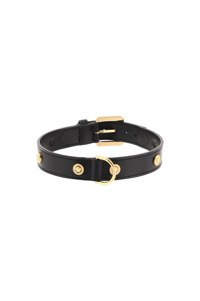Versace leather collar with medusa studs - large-1