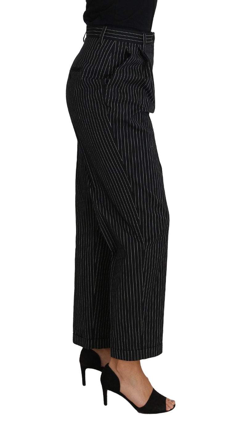 Dolce & Gabbana  Black Pin Striped Dress Pants Cropped Straight Pant #women, Black, Brand_Dolce & Gabbana, Catch, Dolce & Gabbana, feed-agegroup-adult, feed-color-black, feed-gender-female, feed-size-IT46 | L, Gender_Women, IT46 | L, Jeans & Pants - Women - Clothing, Kogan, Women - New Arrivals at SEYMAYKA
