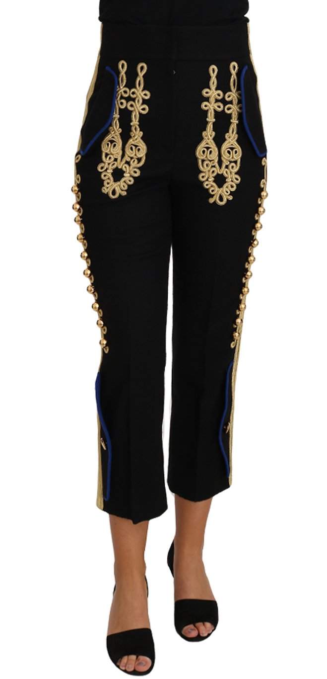 Dolce & Gabbana Military Embellished Pants Black Gold Dress Pant #women, Black, Brand_Dolce & Gabbana, Catch, Dolce & Gabbana, feed-agegroup-adult, feed-color-black, feed-gender-female, feed-size-IT38|XS, Gender_Women, IT38|XS, IT48 | XL, Jeans & Pants - Women - Clothing, Kogan, Women - New Arrivals at SEYMAYKA
