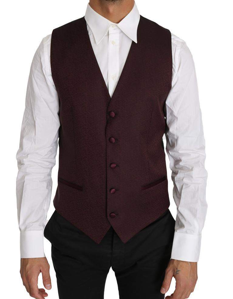 Dolce & Gabbana  Purple Pattern Wool Silk Waistcoat Vest #men, Brand_Dolce & Gabbana, Catch, Dolce & Gabbana, feed-agegroup-adult, feed-color-purple, feed-gender-male, feed-size-IT48 | M, feed-size-IT50 | L, Gender_Men, IT48 | M, IT50 | L, Kogan, Men - New Arrivals, Purple, Vests - Men - Clothing at SEYMAYKA