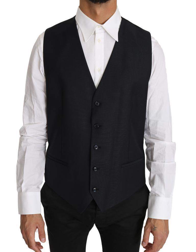 Dolce & Gabbana  Gray Wool Silk Waistcoat Vest #men, Brand_Dolce & Gabbana, Catch, Dolce & Gabbana, feed-agegroup-adult, feed-color-gray, feed-gender-male, feed-size-IT52 | XL, Gender_Men, Gray, IT52 | XL, Kogan, Men - New Arrivals, Vests - Men - Clothing at SEYMAYKA