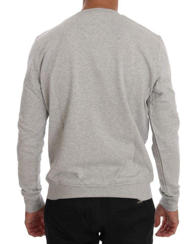 Frankie Morello  Cotton Crewneck Pullover Sweater #men, Catch, feed-agegroup-adult, feed-color-gray, feed-gender-male, feed-size-S, Frankie Morello, Gender_Men, Gray, Kogan, M, Men - New Arrivals, S, Sweaters - Men - Clothing, XL at SEYMAYKA