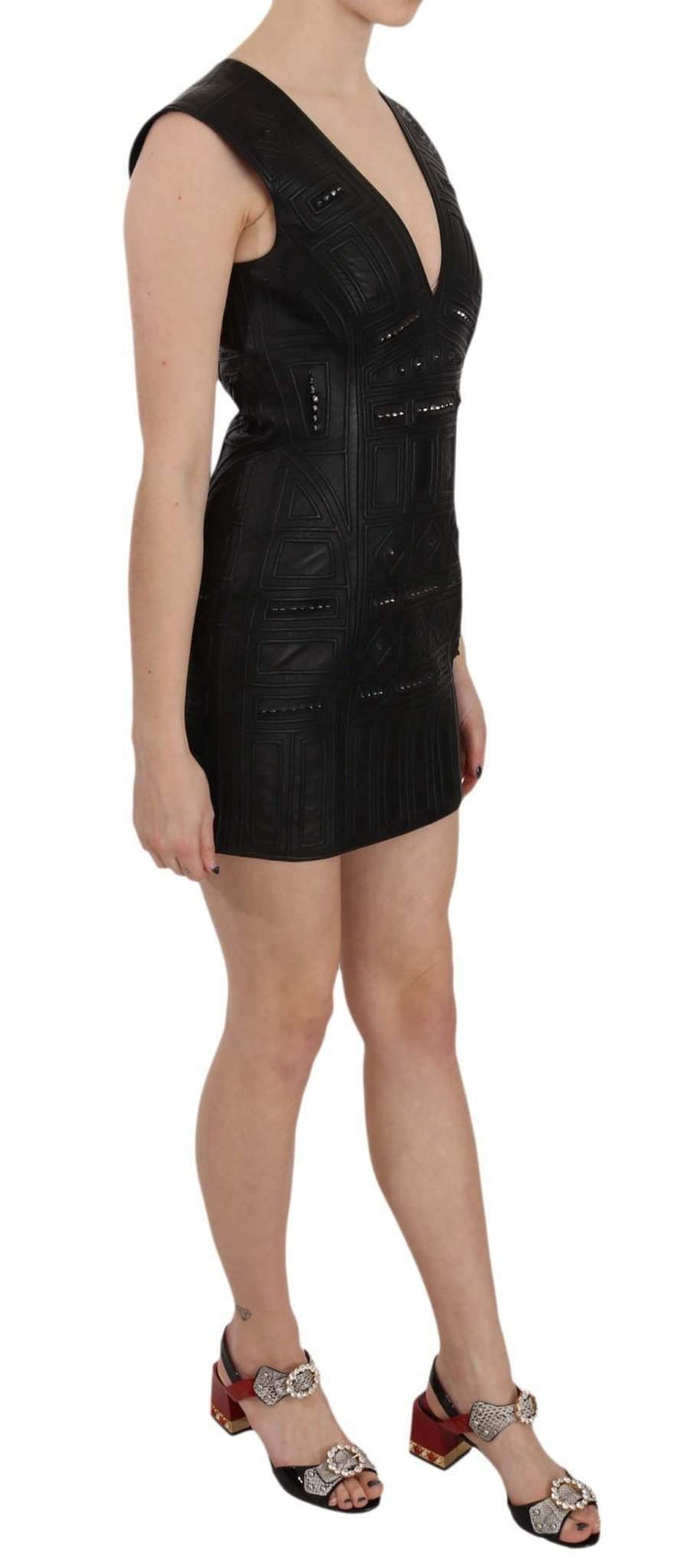 John Richmond  Leather Studded Mini Shift Dress #women, Black, Catch, Clothing_Dress, Dresses - Women - Clothing, feed-agegroup-adult, feed-color-black, feed-gender-female, feed-size-IT42|M, feed-size-IT44|L, Gender_Women, IT42|M, IT44|L, John Richmond, Kogan, Women - New Arrivals at SEYMAYKA