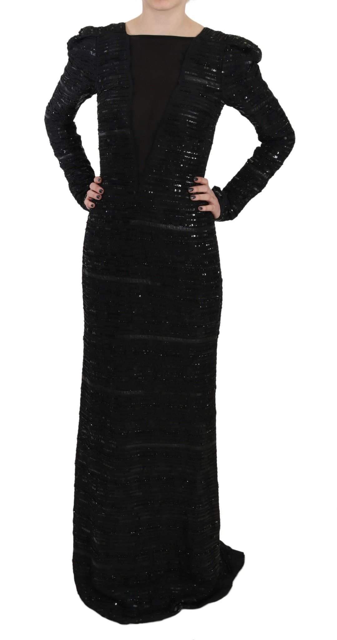 John Richmond  Silk Full Length Sequined Gown Dress #women, Black, Catch, Clothing_Dress, Dresses - Women - Clothing, feed-agegroup-adult, feed-color-black, feed-gender-female, feed-size-IT40|S, Gender_Women, IT40|S, John Richmond, Kogan, Women - New Arrivals at SEYMAYKA