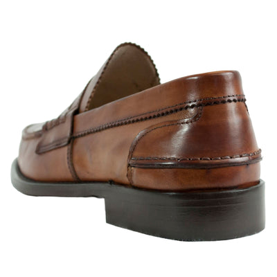 Saxone Of Scotland Natural Calf Leather Mens Loafers Shoes