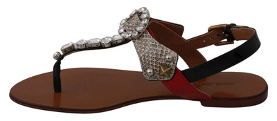 Dolce & Gabbana  Leather Ayers Crystal Sandals Flip Flops Shoes #women, Brand_Dolce & Gabbana, Brown, Catch, Category_Shoes, Dolce & Gabbana, EU35/US4.5, EU36/US5.5, EU39.5/US9, EU40.5/US10, feed-agegroup-adult, feed-color-brown, feed-gender-female, feed-size-US4.5, feed-size-US5.5, Flat Shoes - Women - Shoes, Gender_Women, Kogan, Shoes - New Arrivals at SEYMAYKA