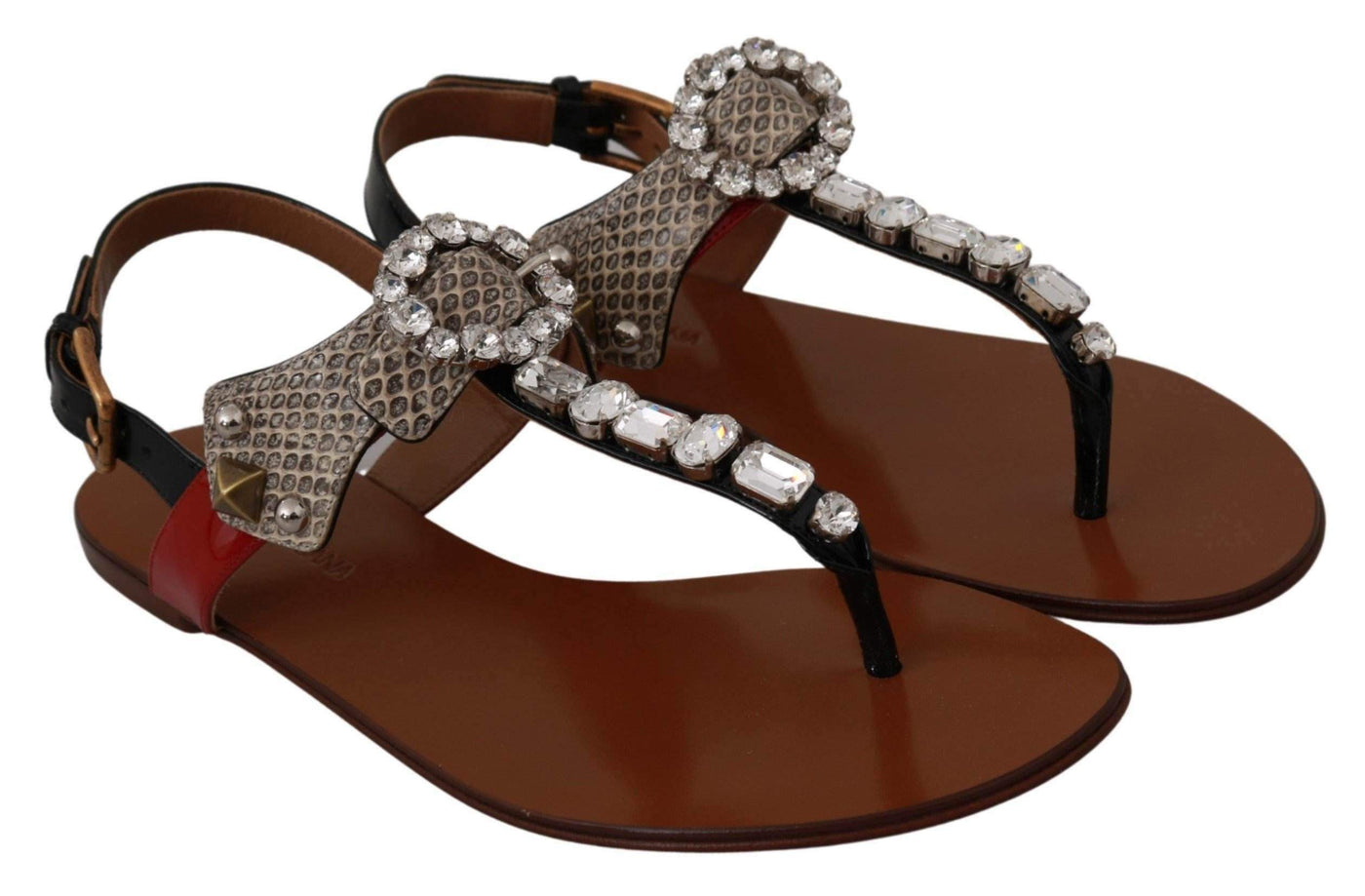 Dolce & Gabbana  Leather Ayers Crystal Sandals Flip Flops Shoes #women, Brand_Dolce & Gabbana, Brown, Catch, Category_Shoes, Dolce & Gabbana, EU35/US4.5, EU36/US5.5, EU39.5/US9, EU40.5/US10, feed-agegroup-adult, feed-color-brown, feed-gender-female, feed-size-US4.5, feed-size-US5.5, Flat Shoes - Women - Shoes, Gender_Women, Kogan, Shoes - New Arrivals at SEYMAYKA