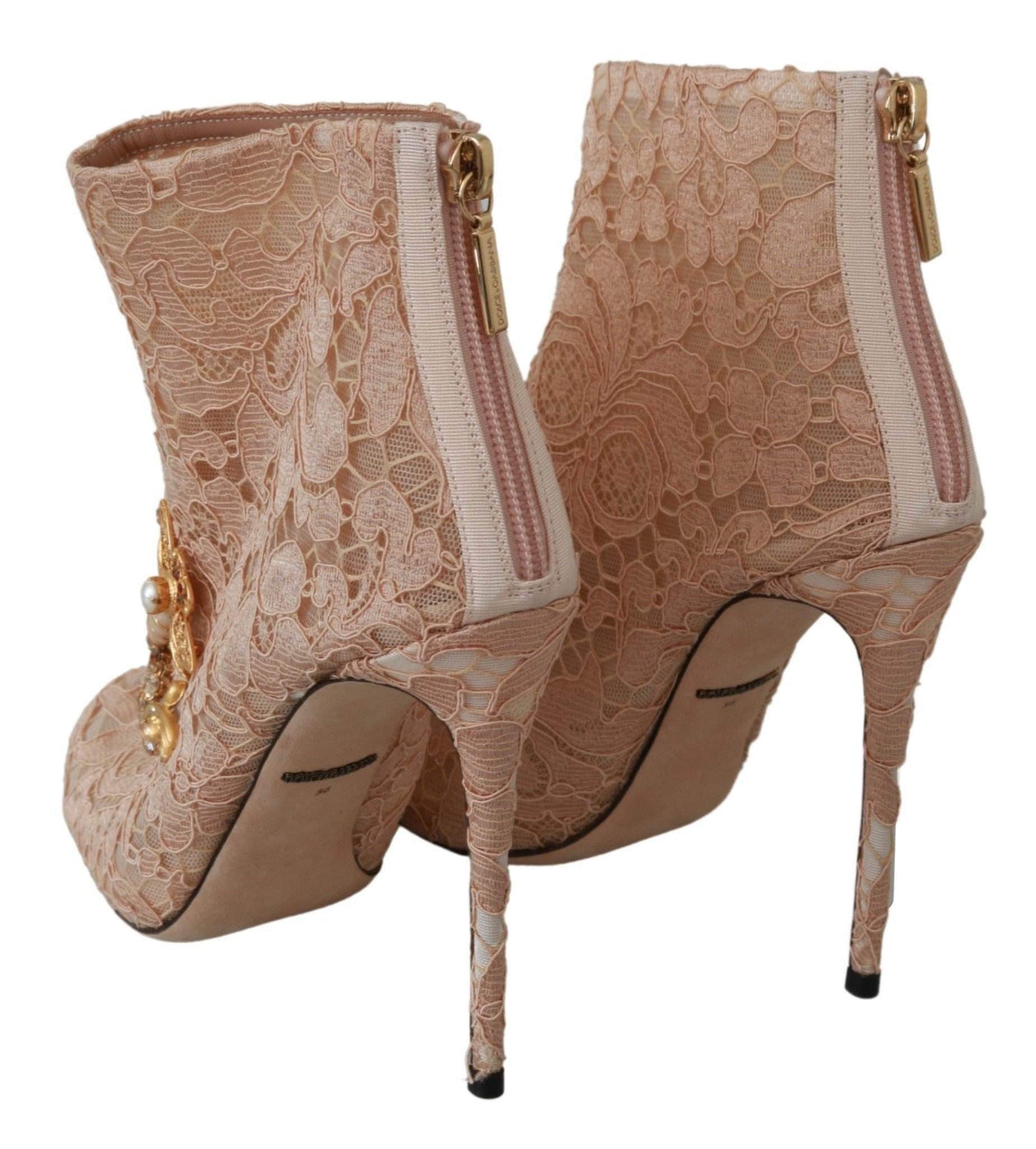 Dolce & Gabbana  Pink Crystal Lace Booties Stilettos Shoes #women, Brand_Dolce & Gabbana, Catch, Category_Shoes, Dolce & Gabbana, EU36/US5.5, feed-agegroup-adult, feed-color-pink, feed-gender-female, feed-size-US5.5, Gender_Women, Kogan, Pink, Sandals - Women - Shoes, Shoes - New Arrivals at SEYMAYKA