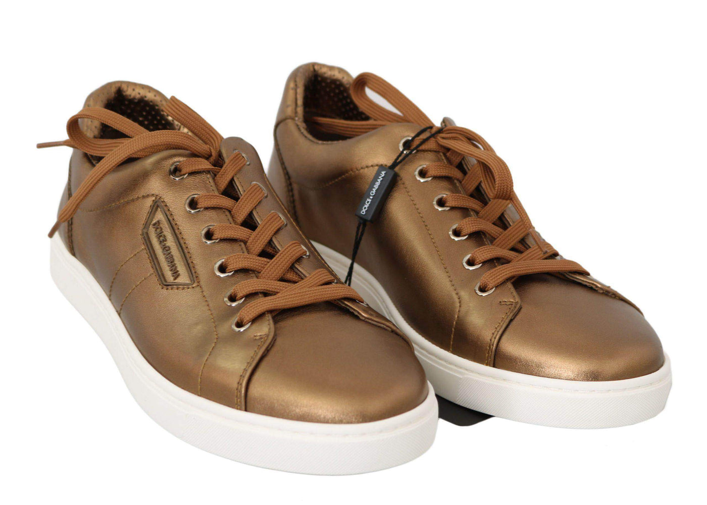Dolce & Gabbana  Gold Leather Mens Casual Sneakers #men, Brand_Dolce & Gabbana, Catch, Dolce & Gabbana, EU39/US6, feed-agegroup-adult, feed-color-gold, feed-gender-male, feed-size-US6, Gender_Men, Gold, Kogan, Shoes - New Arrivals, Sneakers - Men - Shoes at SEYMAYKA