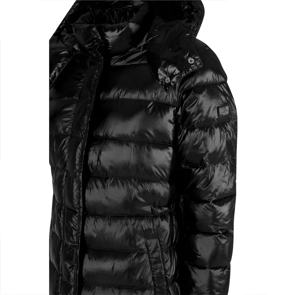 Yes Zee Black Polyamide Jackets & Coat