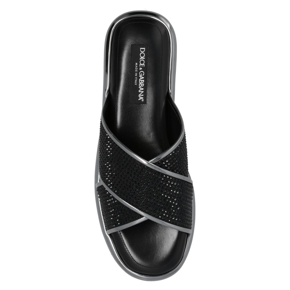 Dolce & Gabbana Black Leather Di Capra Sandal