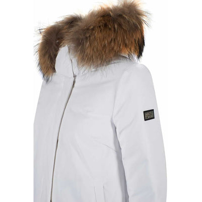 Yes Zee White Nylon Jackets & Coat