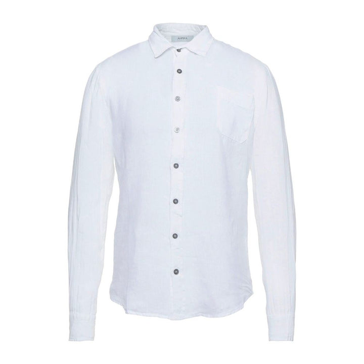 Alpha Studio Chic White Linen Shirt
