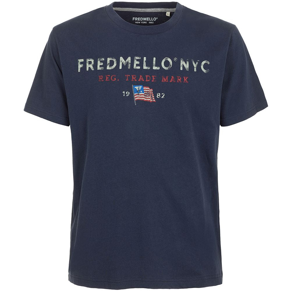 Fred Mello Blue Cotton T-Shirt
