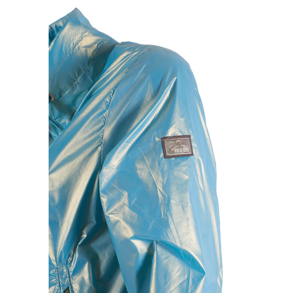 Yes Zee Light Blue Nylon Jackets & Coat