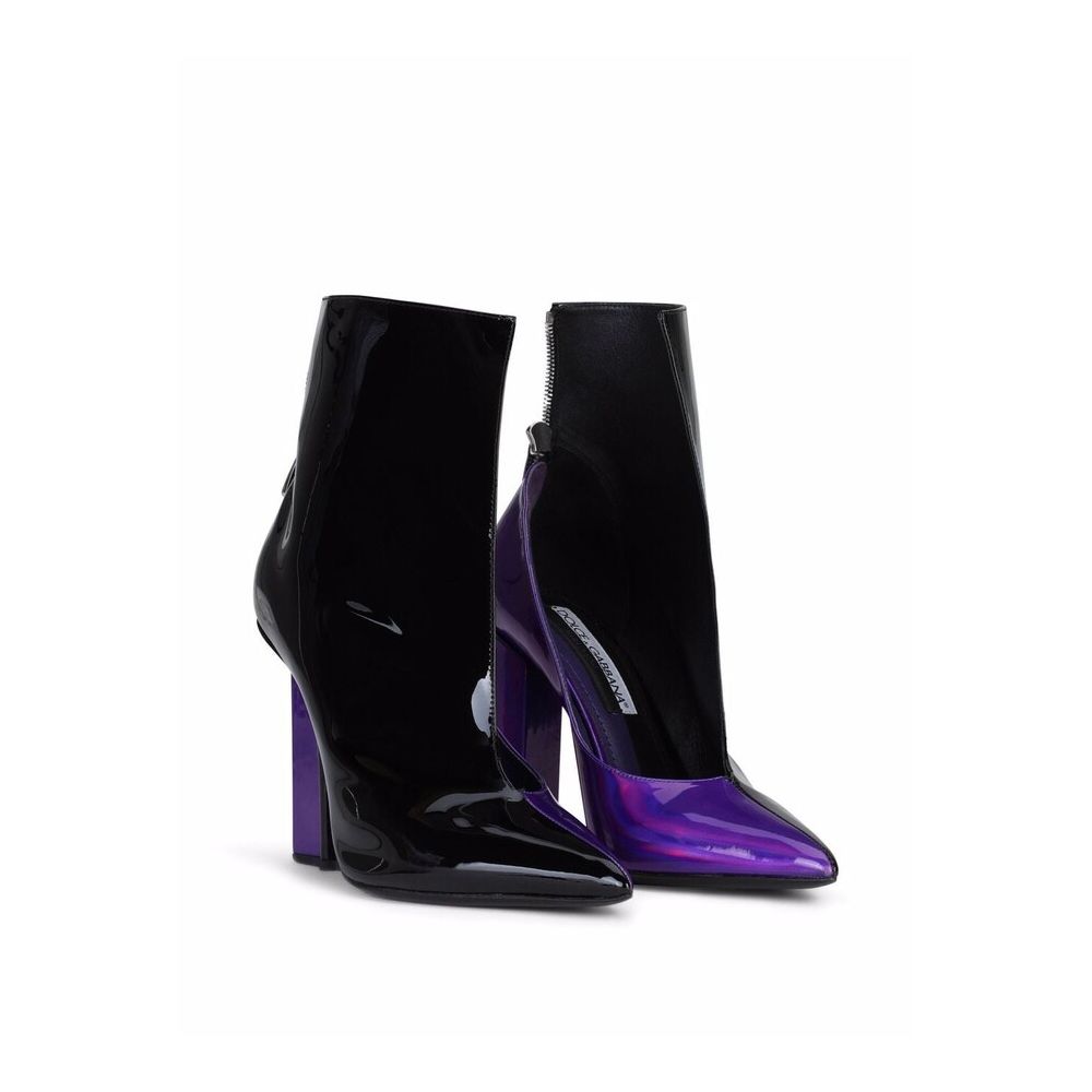 Dolce & Gabbana Black Leather Verniciata Boot