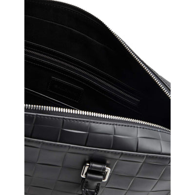 Baldinini Trend Black Leather Di Calfskin Briefcase