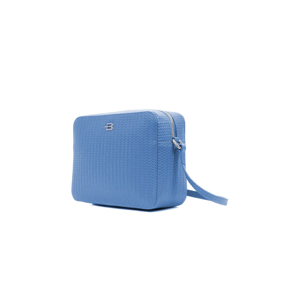 Baldinini Trend Light Blue Leather Di Calfskin Crossbody Bag