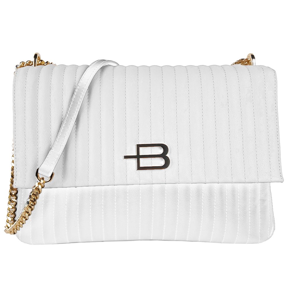 Baldinini Trend White Leather Di Calfskin Crossbody Bag