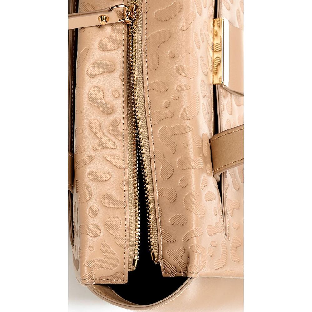 Cavalli Class Beige Leather Di Calfskin Shoulder Bag