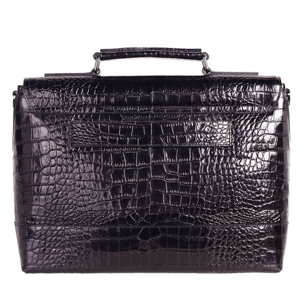 Cavalli Class Black Leather Di Calfskin Briefcase