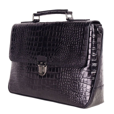 Cavalli Class Black Leather Di Calfskin Briefcase