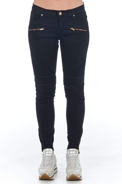 Frankie Morello Black Cotton Jeans & Pant Black, feed-1, Frankie Morello, IT40 | XS, IT42 | S, IT44 | M, IT46 | L, Jeans & Pants - Women - Clothing at SEYMAYKA
