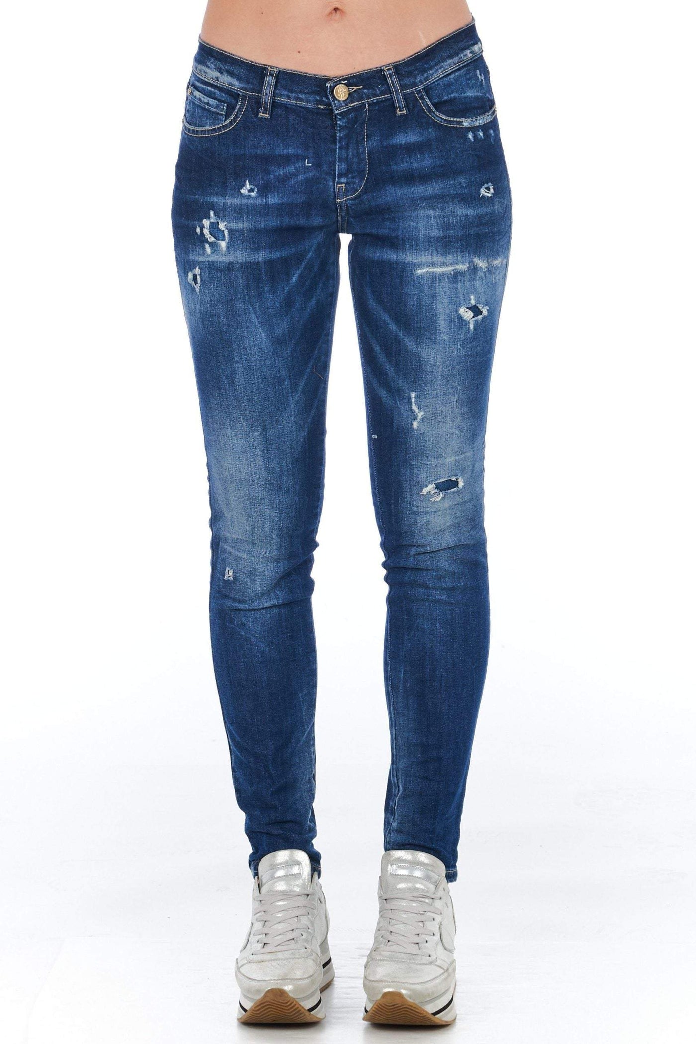 Frankie Morello Blue Cotton Jeans & Pant Blue, feed-1, Frankie Morello, Jeans & Pants - Women - Clothing, W25 | IT39, W26 | IT40, W27 | IT41, W28 | IT42, W29 | IT43, W30 | IT44 at SEYMAYKA