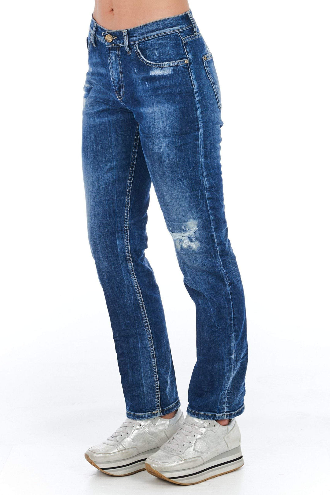 Frankie Morello Blue Cotton Jeans & Pant Blue, feed-1, Frankie Morello, Jeans & Pants - Women - Clothing, W26 | IT40 at SEYMAYKA