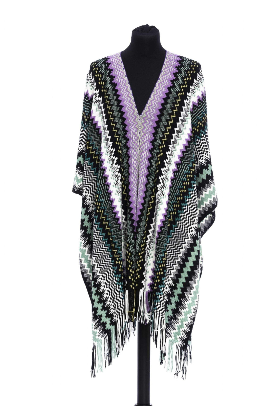 Missoni Multicolor Wool Poncho feed-1, Missoni, Multicolor, Ponchos - Women - Clothing at SEYMAYKA