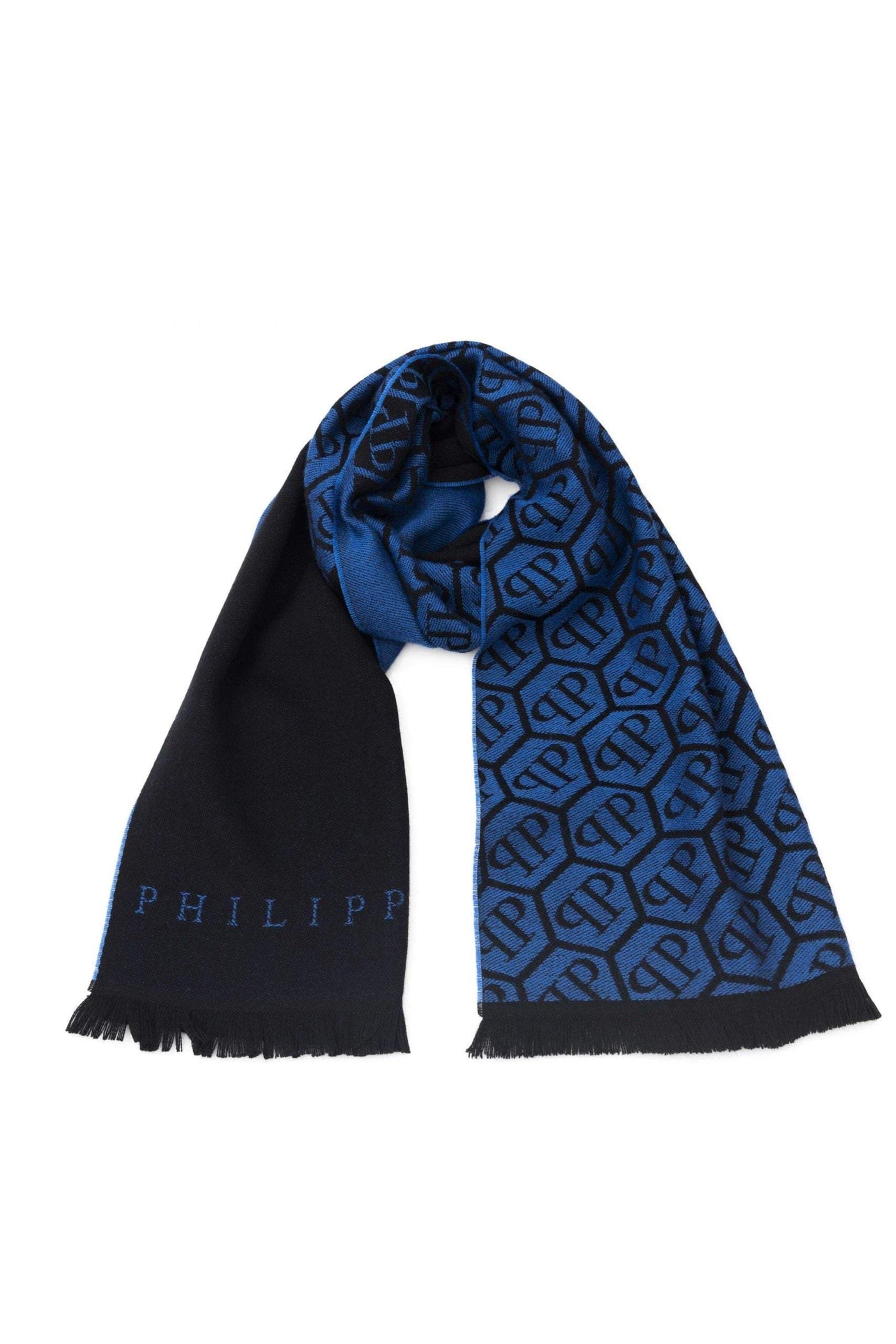 Philipp Plein Blue Wool Scarf #men, Blue, feed-1, Philipp Plein, Scarves - Men - Accessories at SEYMAYKA