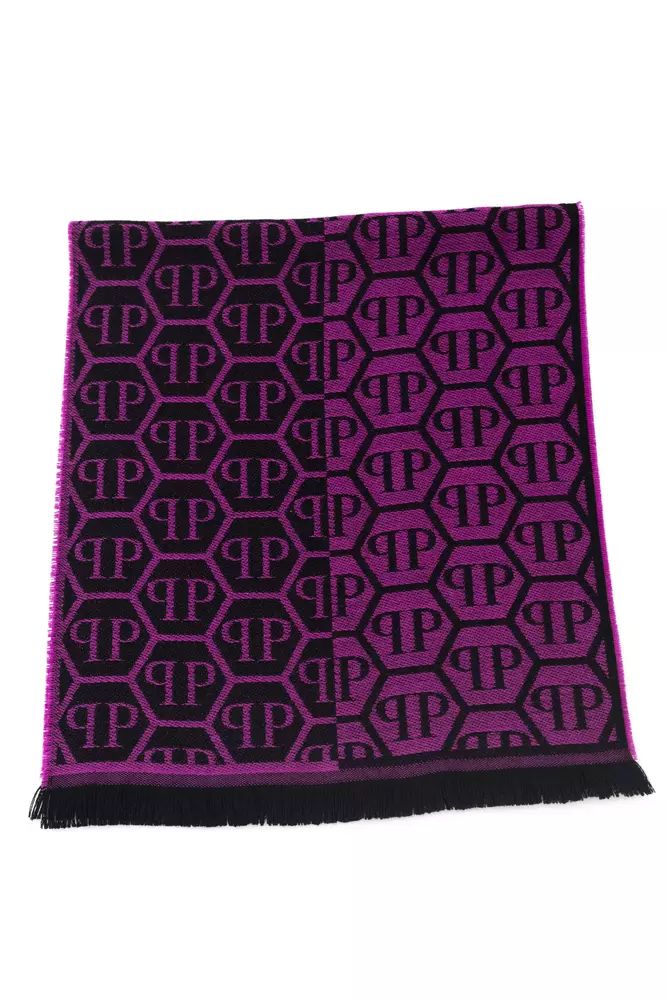 Philipp Plein Purple Wool Scarf