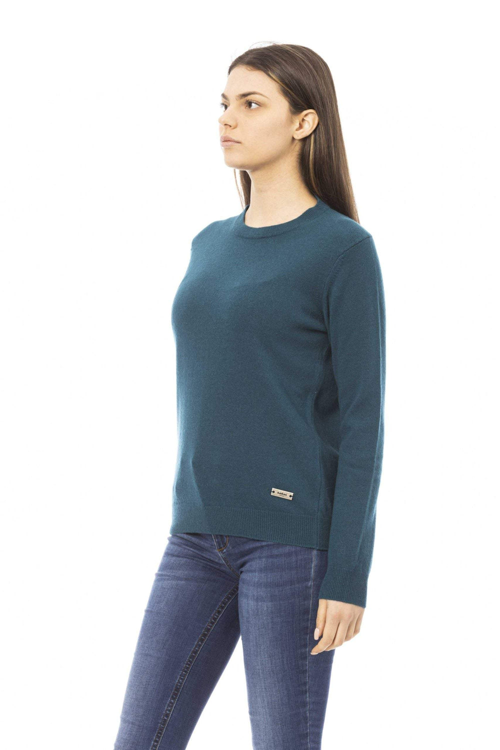 Baldinini Trend Teal Wool Sweater Baldinini Trend, feed-1, M, S, Sweaters - Women - Clothing, Teal at SEYMAYKA