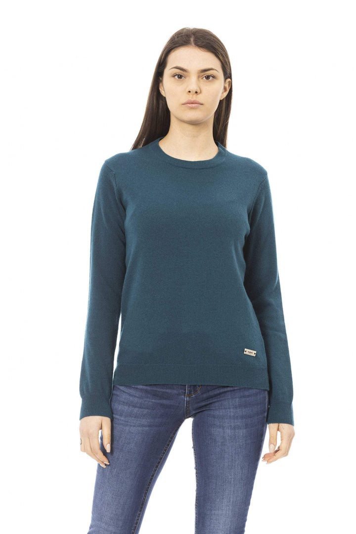 Baldinini Trend Teal Wool Sweater Baldinini Trend, feed-1, M, S, Sweaters - Women - Clothing, Teal at SEYMAYKA